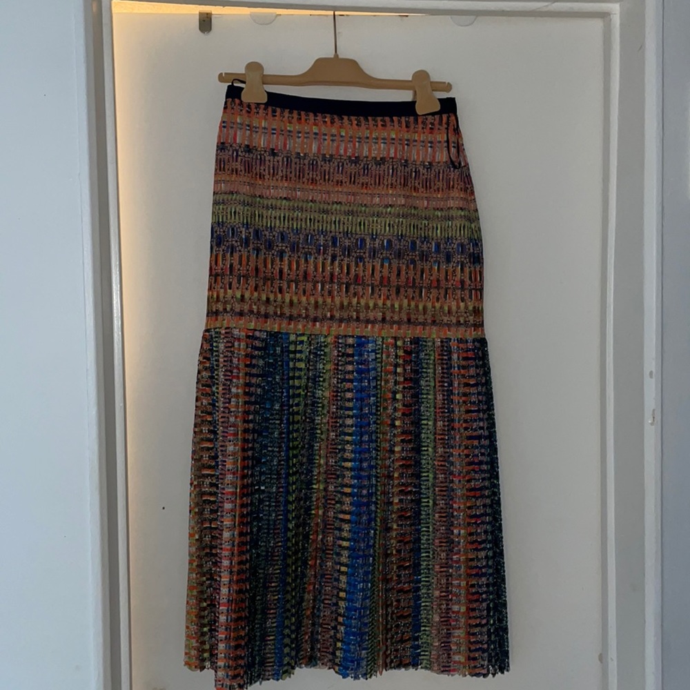 Saloni multi colour pleated midi skirt